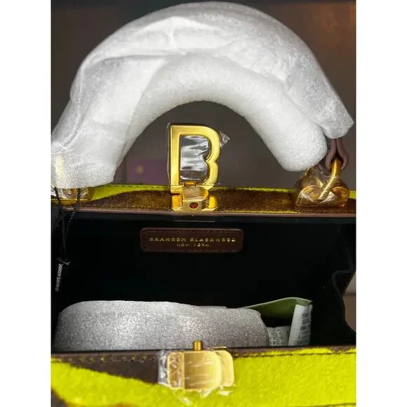 Brandon Blackwood Slim Trunk in Green Zebra Ponyhair with Brass Hardware - Picture 7 of 8